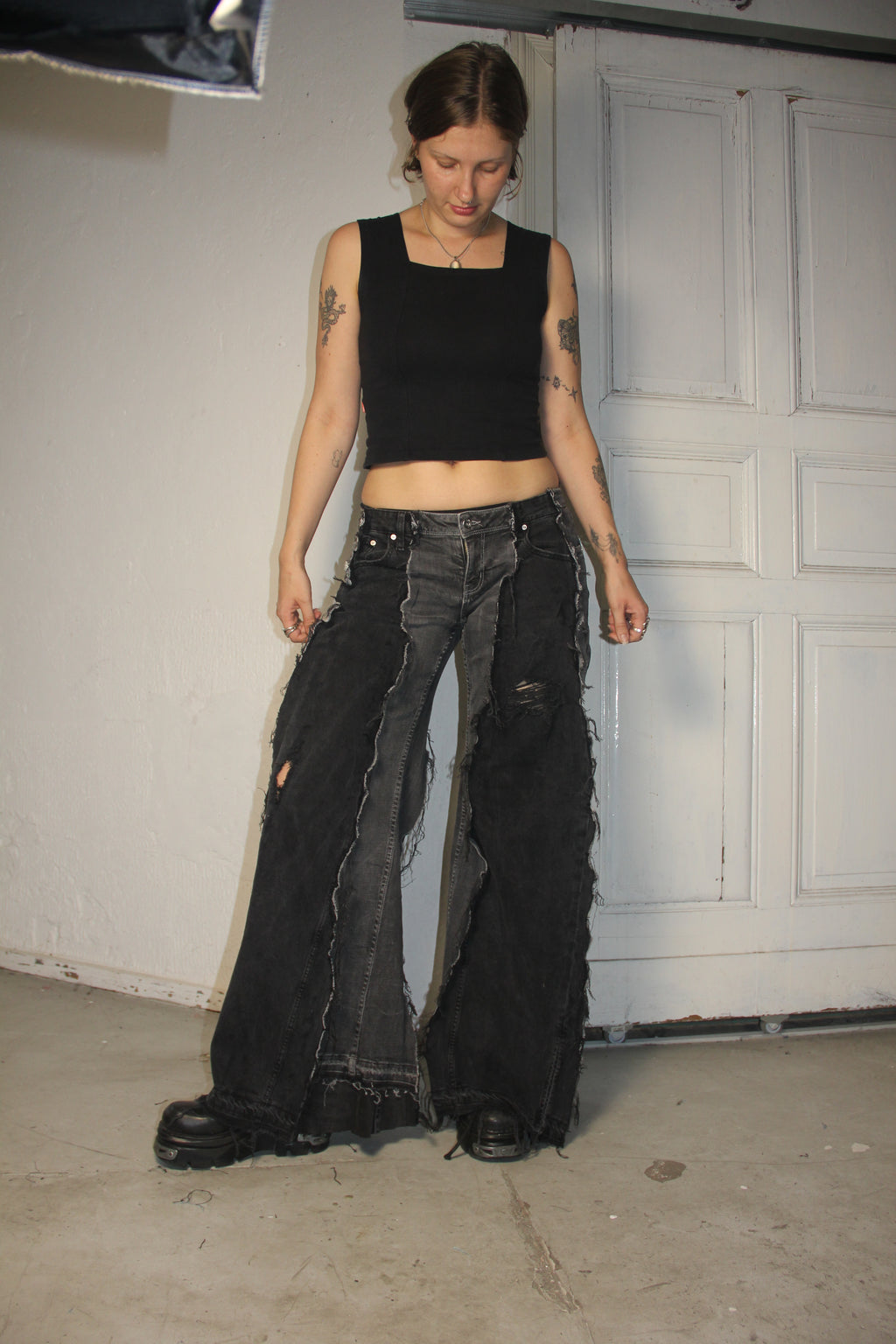 LIMITED EDITION FLARED EXTRA LONG DARK GREY SPG PANTS