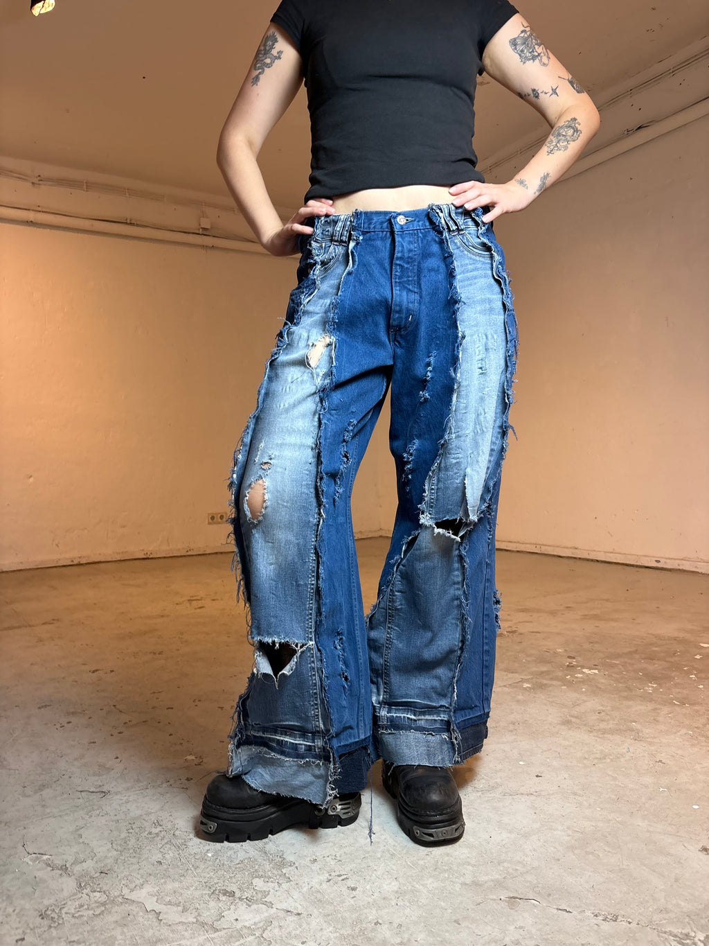 LIMITED EDITION EXTRA DISTRESSED BLUE DENIM SPG PANTS